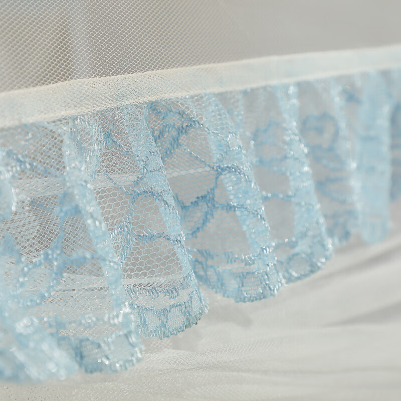 富安娜家纺 蒙古包蚊帐加密防蚊防滑易收纳 牢固支架双开门蚊帐 夏沫芳菲1.8米床