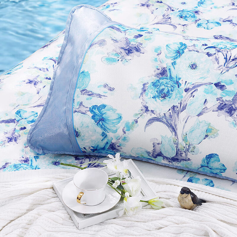 富安娜高档凉席600D冰丝席床单软席子夏凉席提花席三件套 2.5*2.5米