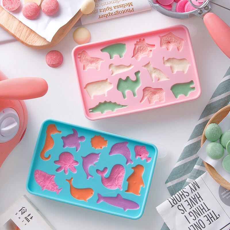 茶花奈斯童趣冰块盒（1个装）满足童心轻松脱模 红色+蓝色（两个装）