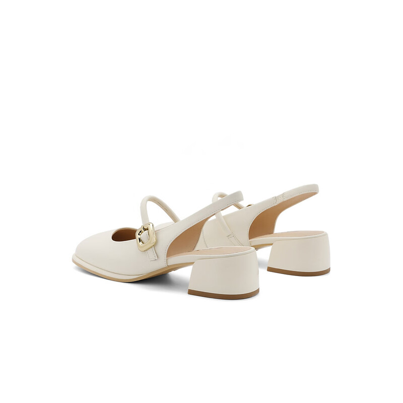 百丽膨胀一字带包头凉鞋女2023秋季新款简约时装凉鞋B1463CH3 米白 36