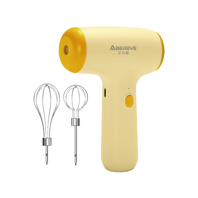 Abereve艾贝丽无线打蛋器家用电动打蛋机 迷你奶油打发器手持自动搅打鸡蛋器搅拌器【烘焙工具】ABL-D02 明黄色