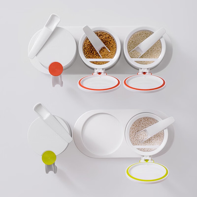 茶花（CHAHUA）茶花玻璃调料盒调料罐调料组合盐罐调味罐调味料罐子调味瓶密封 【绿色3个装】玻璃调味罐带勺