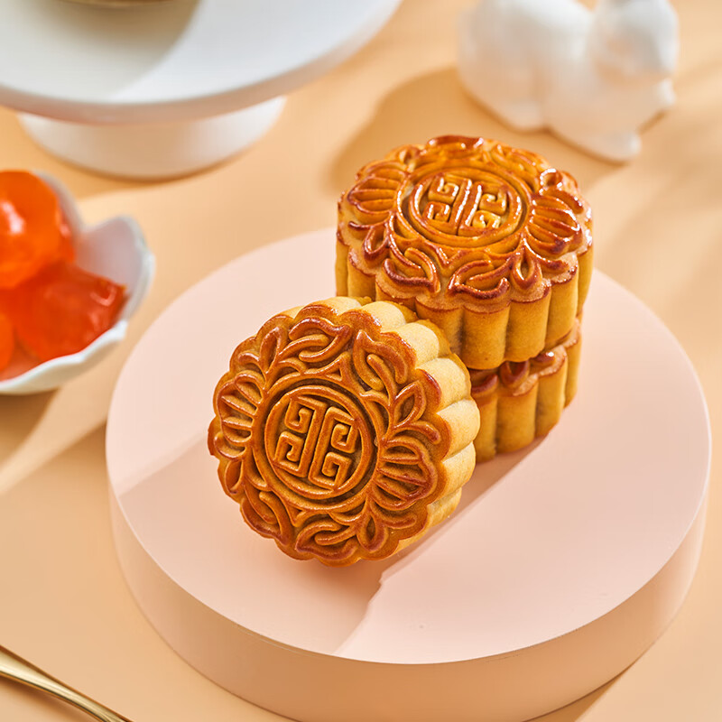 聚春园官方中秋散装单黄白莲月饼奶油香芋蛋黄白莲蓉广式豆沙老式经典 双黄香芋月饼180g*3