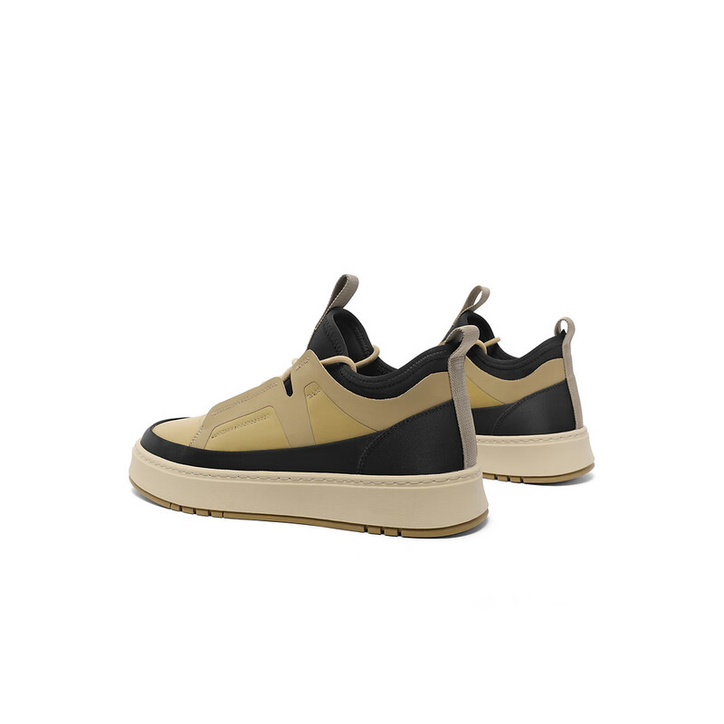 百丽时尚撞色休闲鞋男2023冬季新款厚底舒适高帮板鞋低靴A1259DD3预售 黄色 38