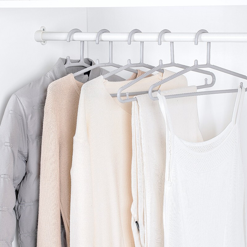 茶花衣架加厚加粗塑料防滑衣服撑大人挂晾晒衣架大码晒晾家用24只 【5组30只】浅灰色