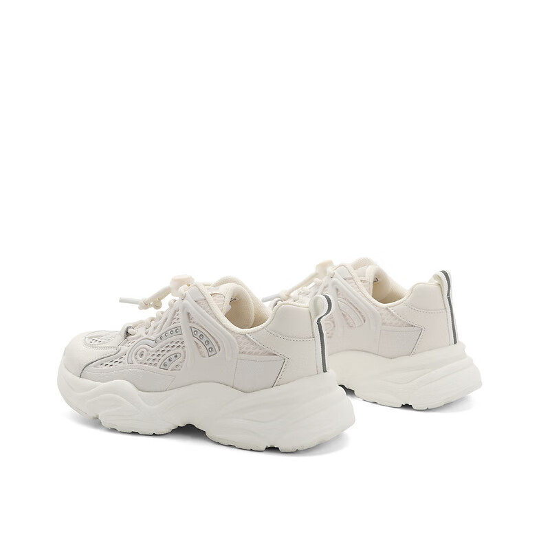 百丽休闲运动鞋童鞋2023春季新商场同款系带老爹鞋A8172A83 米色 35