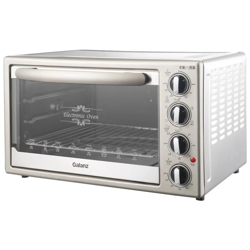 格兰仕（Galanz）家用电烤箱42升光波烤箱不沾油内胆热风循环机械旋钮旋转烤叉多功能烘焙 KG2042Q-H8S