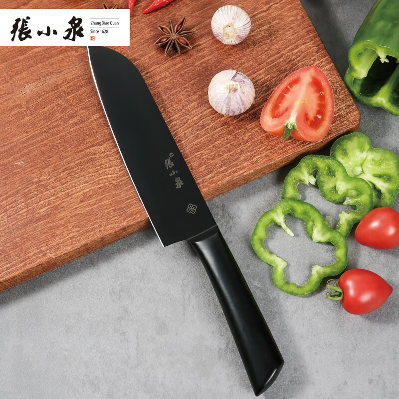 张小泉菜刀切片刀不锈钢家用水果刀厨房锋利切肉刀具耐锈黑刀女士小厨刀 多用刀切菜刀
