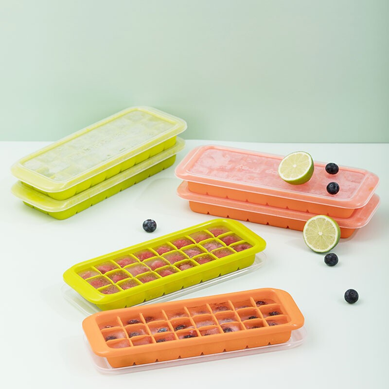 茶花冰淇淋冰棒模硅胶易取冰块盒家用冰激凌冰棍冰格自制模具 绿色
