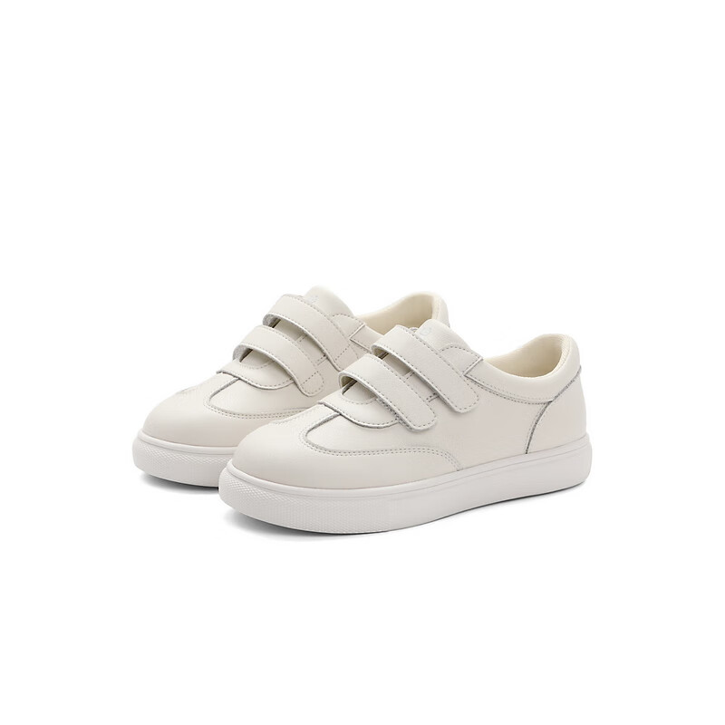 百丽简约小白鞋童鞋2023春季新商场同款魔术贴板鞋3TX20A83 米色 35