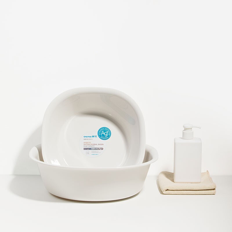 茶花银离子抗菌加厚脸盆塑料脚盆洗PP新生婴儿童大小脸盆洗菜盆 【抗菌款小号】圆盆