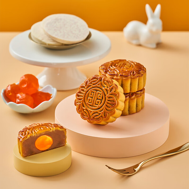 聚春园官方中秋散装单黄豆沙月饼奶油香芋蛋黄白莲蓉广式老式五仁传统 单黄豆沙月饼60g*3