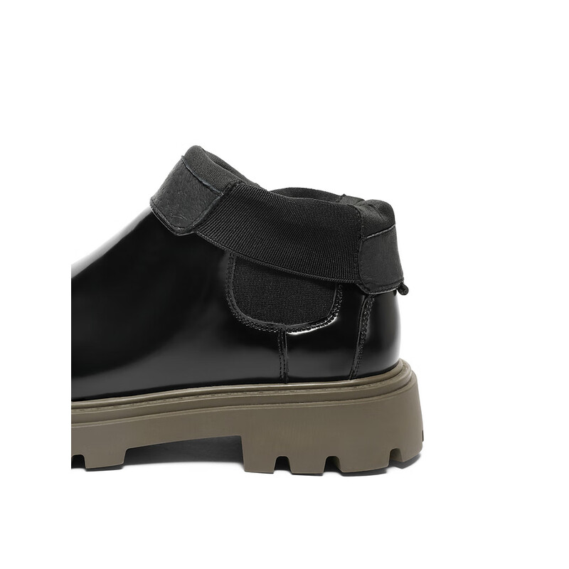 百丽时尚潮搭休闲靴男2023冬季新款厚底切尔西靴短靴加绒A1268DD3预售 黑色-绒里 38