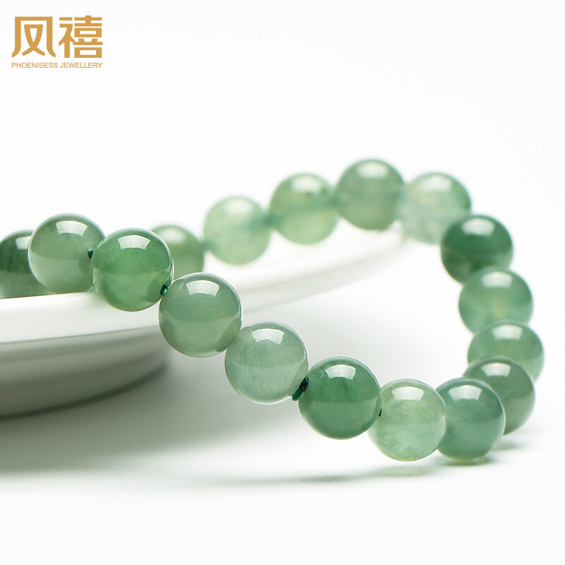 凤禧珠宝 翡翠玉手链玉珠子玉石手串女款