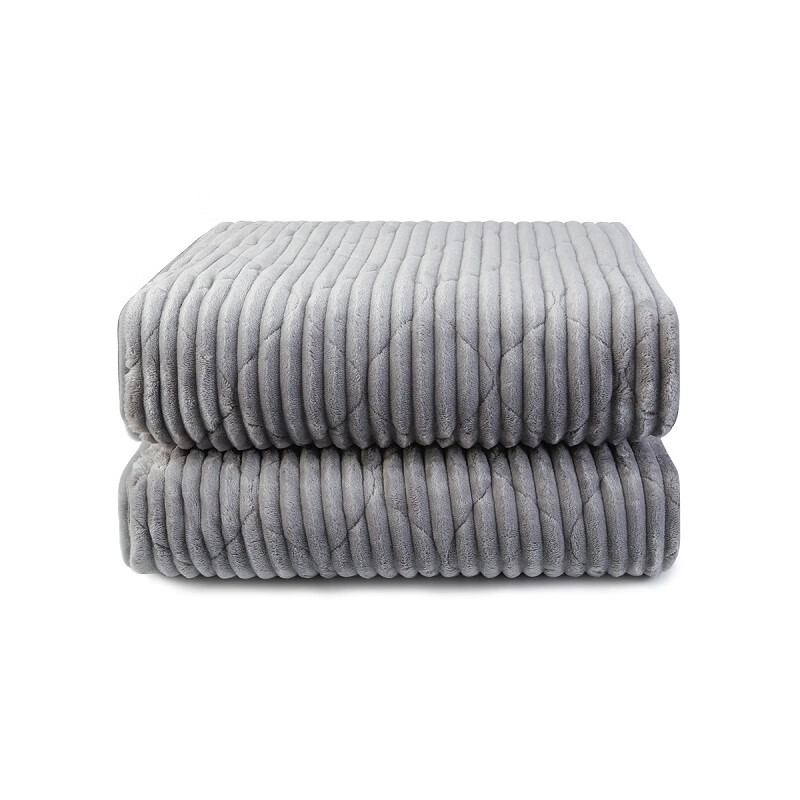 南极人水暖电热毯单人双人双控家用水循环安全调温无辐射电褥子炕 法兰绒 200cm*180cm 条纹灰色