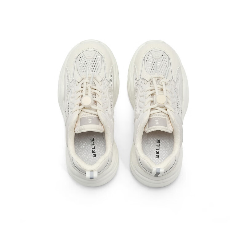 百丽休闲运动鞋童鞋2023春季新商场同款系带老爹鞋A8172A83 米色 35