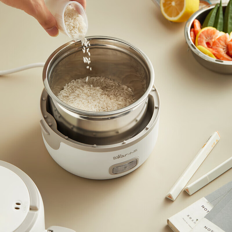 小熊电热饭盒 插电可加热不锈钢内胆 白色1.2L DFH-B14S3