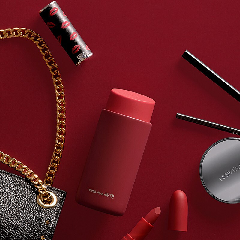 茶花mini口红保温杯女随手随行杯夏季便携个性潮流创意可爱水杯 番茄红