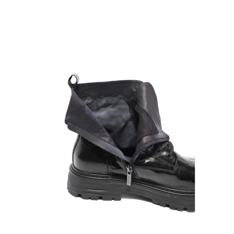 百丽时尚休闲皮靴男2023冬季新牛皮革户外潮搭马丁靴加绒A1278DZ3 黑色-绒里 38