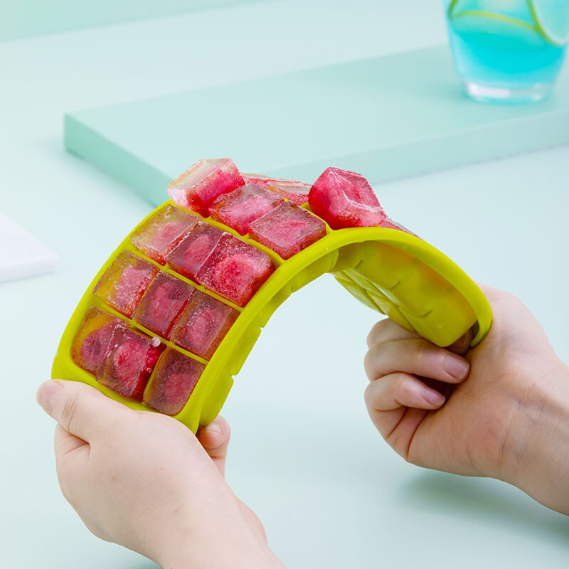 茶花冰淇淋冰棒模硅胶易取冰块盒家用冰激凌冰棍冰格自制模具 绿色