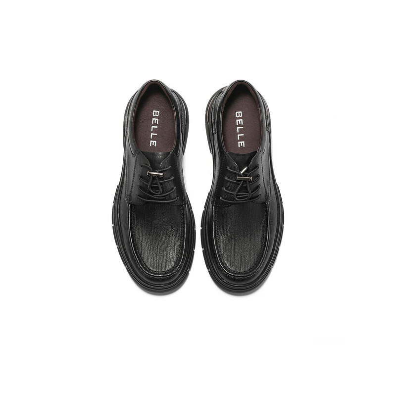 百丽休闲商务鞋男2023冬季新商场同款牛皮革质感皮鞋加绒D1V06DM3预售 黑色-绒里 38