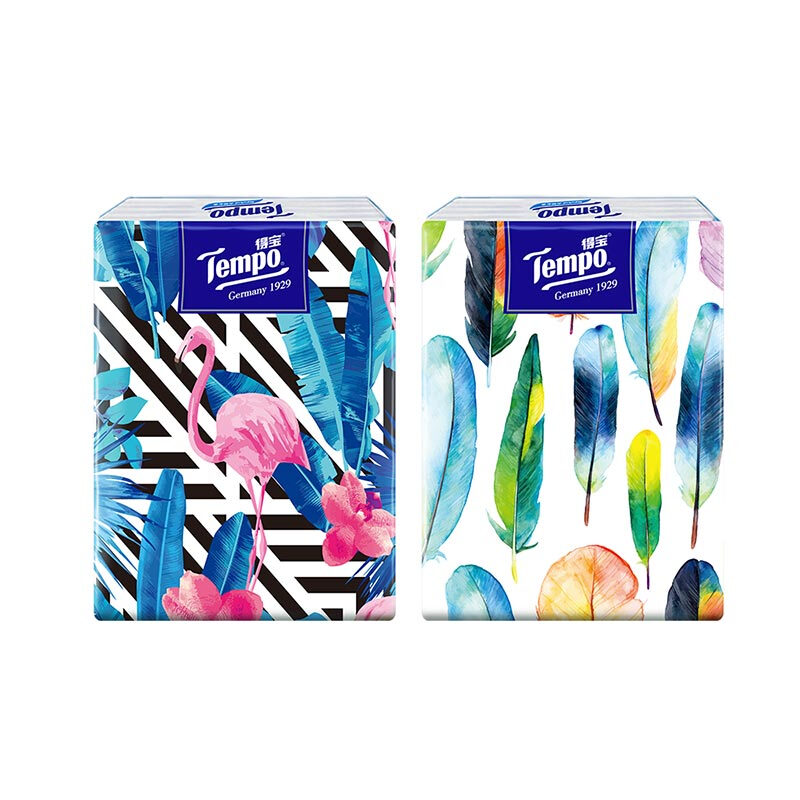 得宝Mini系列手帕纸4层加厚小包纸巾5张天然无味 Mini 无香手帕纸5张*18包*3组