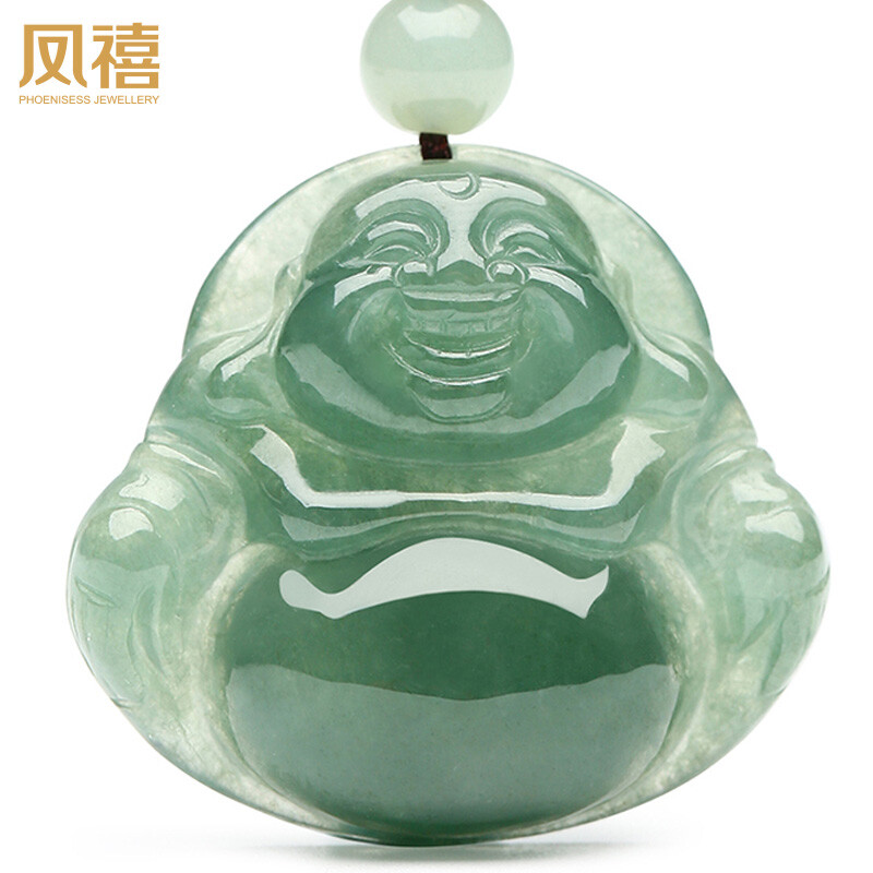 凤禧珠宝 翡翠玉佛吊坠玉坠弥勒佛公玉石项链女款 送女友生日礼物