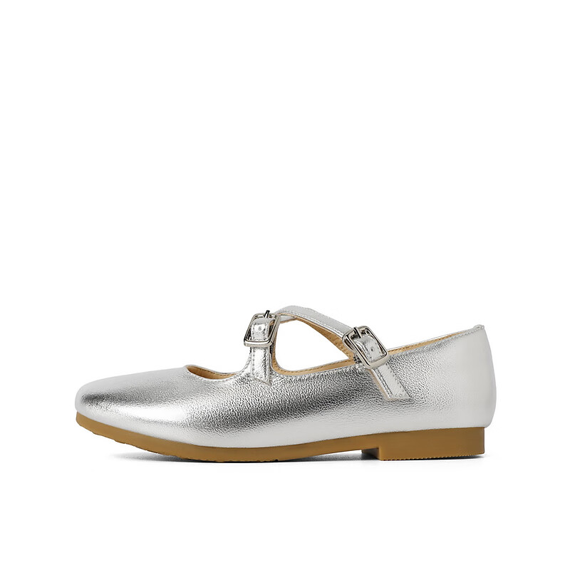 百丽童鞋银色公主玛丽珍鞋2023秋季新商场同款软底法式单鞋16060C83 银色 28