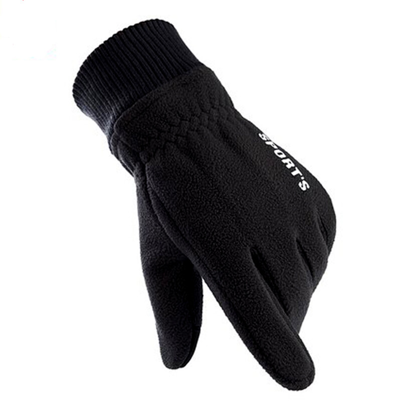 南极人 手套女士冬季加绒加厚棉手套防风防寒双面摇粒绒保暖触屏防滑骑行骑车滑雪皮棉手套女 男款黑色
