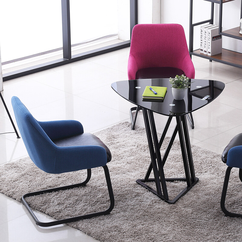 苏美特接待椅洽谈椅 会客椅办公室休闲钢架椅子优质绒布smt-1832