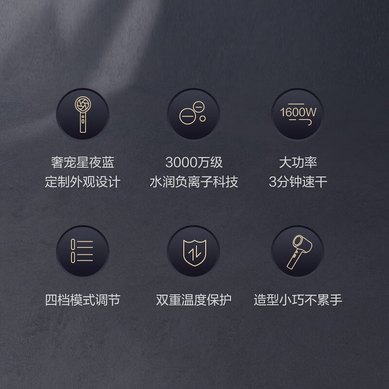 美的（Midea）千万负离子电吹风 大功率 家用速干柔顺护发吹风筒 电吹风机 七夕情人节礼物 MB-AJ0503星夜蓝