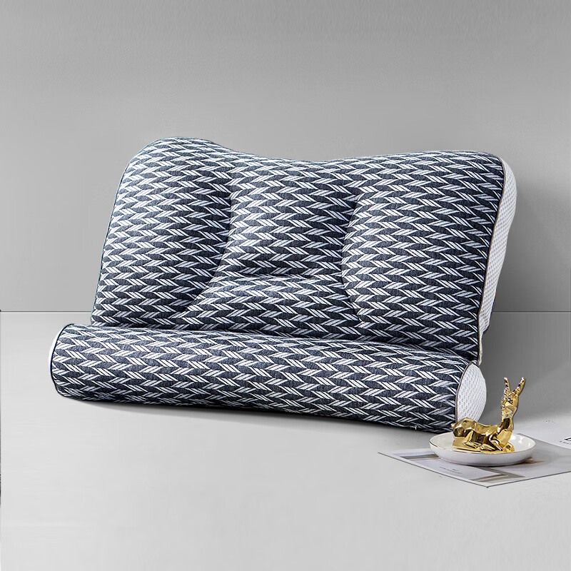 富安娜家纺枕头 牵引枕护颈枕芯软管枕成人颈椎枕单个装60*45cm灰