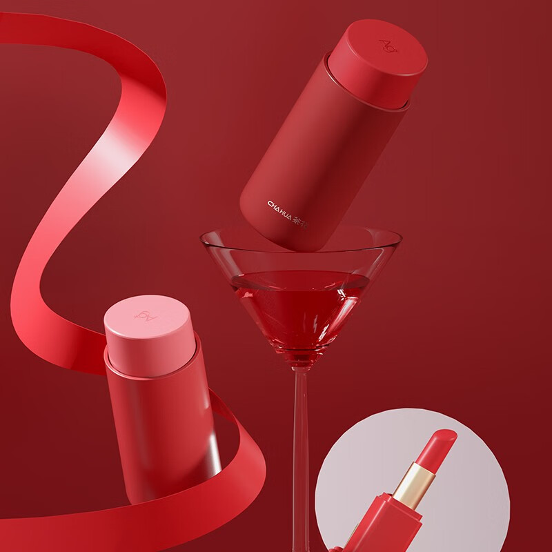 茶花mini口红保温杯女随手随行杯夏季便携个性潮流创意可爱水杯 番茄红