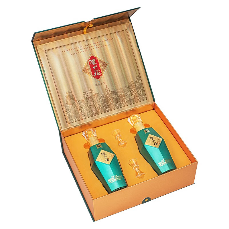 泸州老窖股份出品 泸州福 福香千里 52度浓香型白酒 500mL*2瓶礼盒装（含酒杯2个） Plus会员折后￥108  送礼袋