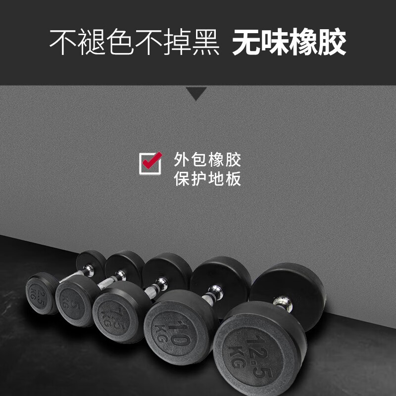 捷瑞特JOROTO美国品牌环保包胶哑铃男士手铃家用健身器材 10公斤一对