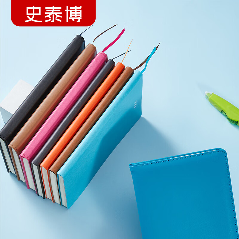 史泰博 硬皮面商务办公专用记事本 大号加厚多功能日记本 会议随身便携软皮面工作 A5笔记本子 96页 PUNB002-3 硬面 橙色