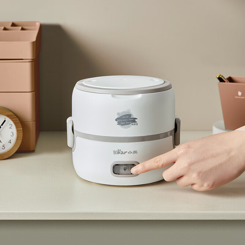 小熊电热饭盒 插电可加热不锈钢内胆 白色1.2L DFH-B14S3
