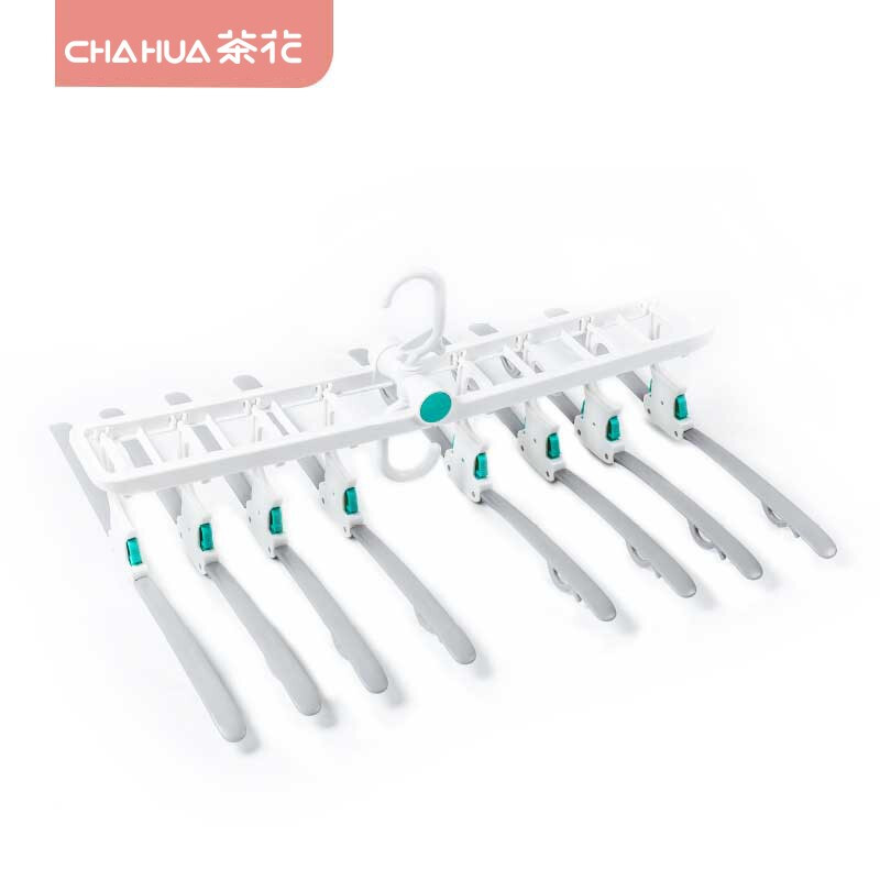 茶花多功能衣架收纳神器衣架子挂衣架家用晾衣架多层折叠 红点白体