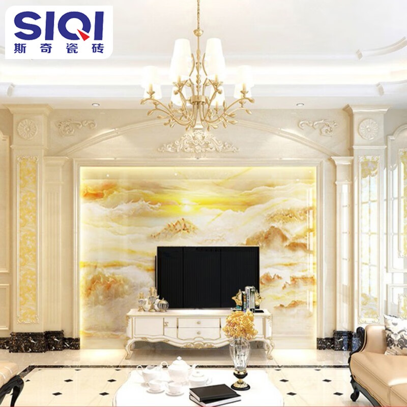 斯奇 广东佛山欧式装饰风格 电视背景墙岩板客厅 支持定制 可入户安装