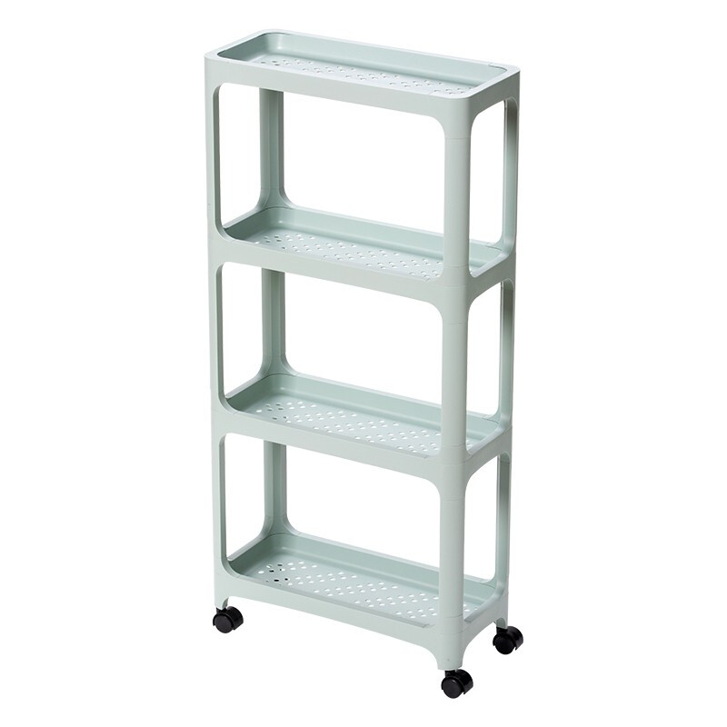 茶花百纳窄边可移动四层置物架客厅阳台厨房置物架 百纳可移动四层置物架咖色（40*18*86.5）