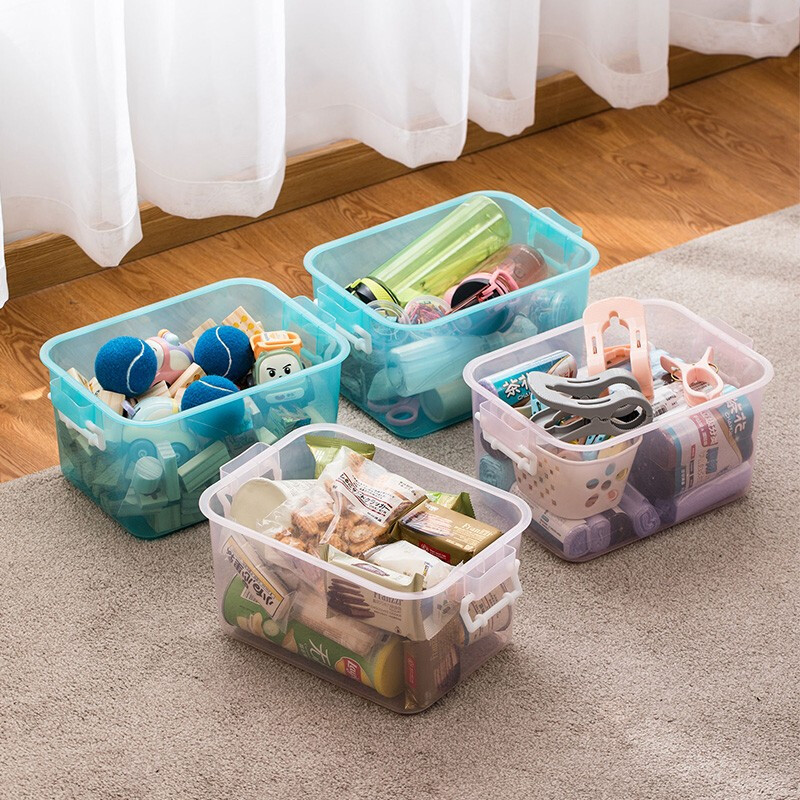 茶花（CHAHUA）茶花加厚收纳箱多容量透明整理箱衣服收纳盒玩具储物箱换季整理 【2822收纳箱8.5L】蓝色2个装