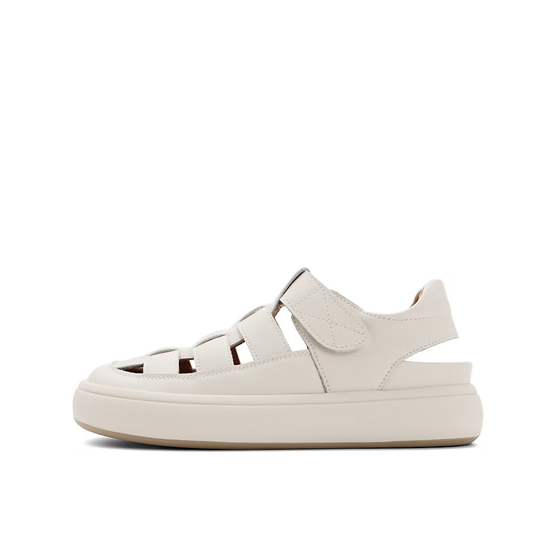 百丽透气童鞋2023夏季新商场同款休闲洞洞编织罗马凉鞋T3350B63 米色 33