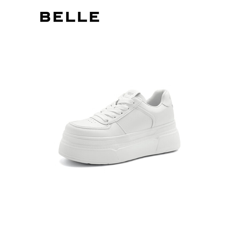 百丽简约厚底小白鞋女23秋季新商场同款休闲增高板鞋A3W1DCM3 米色 35