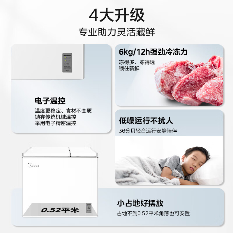美的（Midea）209升双门双温低霜家用囤货冰柜一级能效母婴母乳小冰箱BCD-209DKEMXC(E)