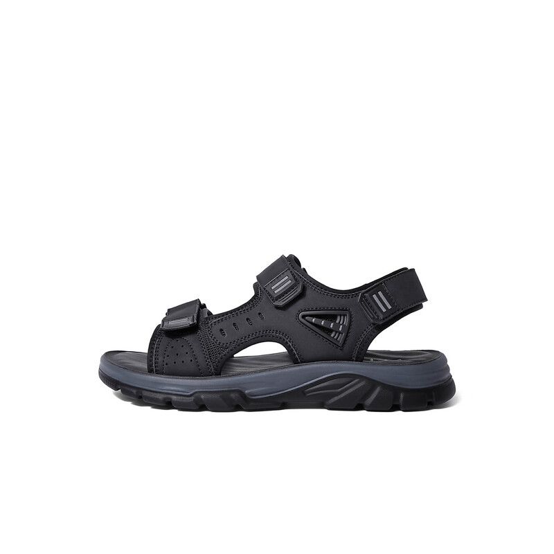 百丽户外休闲鞋男2023夏新商场同款魔术贴运动沙滩凉鞋8BD01BL3 黑色 40