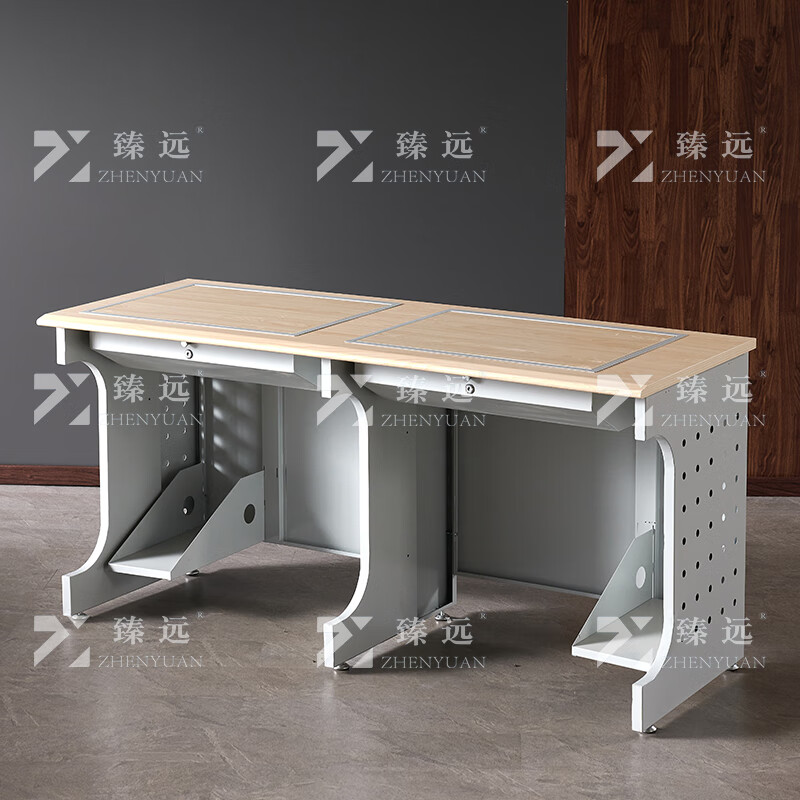 臻远ZY4012429隐藏式翻转电脑桌培训桌办公桌D款双人位
