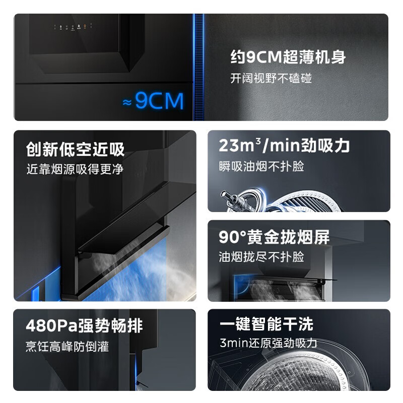 美的（Midea）抽油烟机燃气灶 家用侧吸23风量大吸力 超薄近吸挥手智控自清洗烟灶套装JR318+Q330天然气
