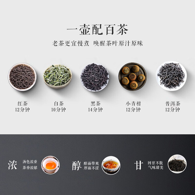 美的（Midea） 智能复古喷淋式煮茶器1L MK-C10-Pro1+大益TAETEA普洱茶（熟茶）150g/饼