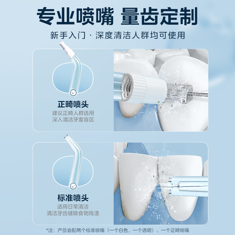 美的（Midea）冲牙器 洗牙器 水牙线 预防牙结石 可拆卸水箱 七夕情人节礼物 家用正畸喷嘴BJ0301 小米白