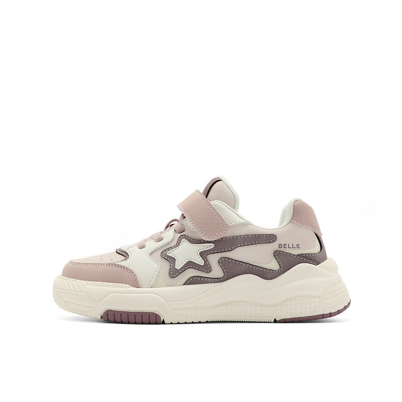 百丽童鞋魔术贴星星板鞋2023秋季新商场同款拼色潮流板鞋C3109C83 米粉 34